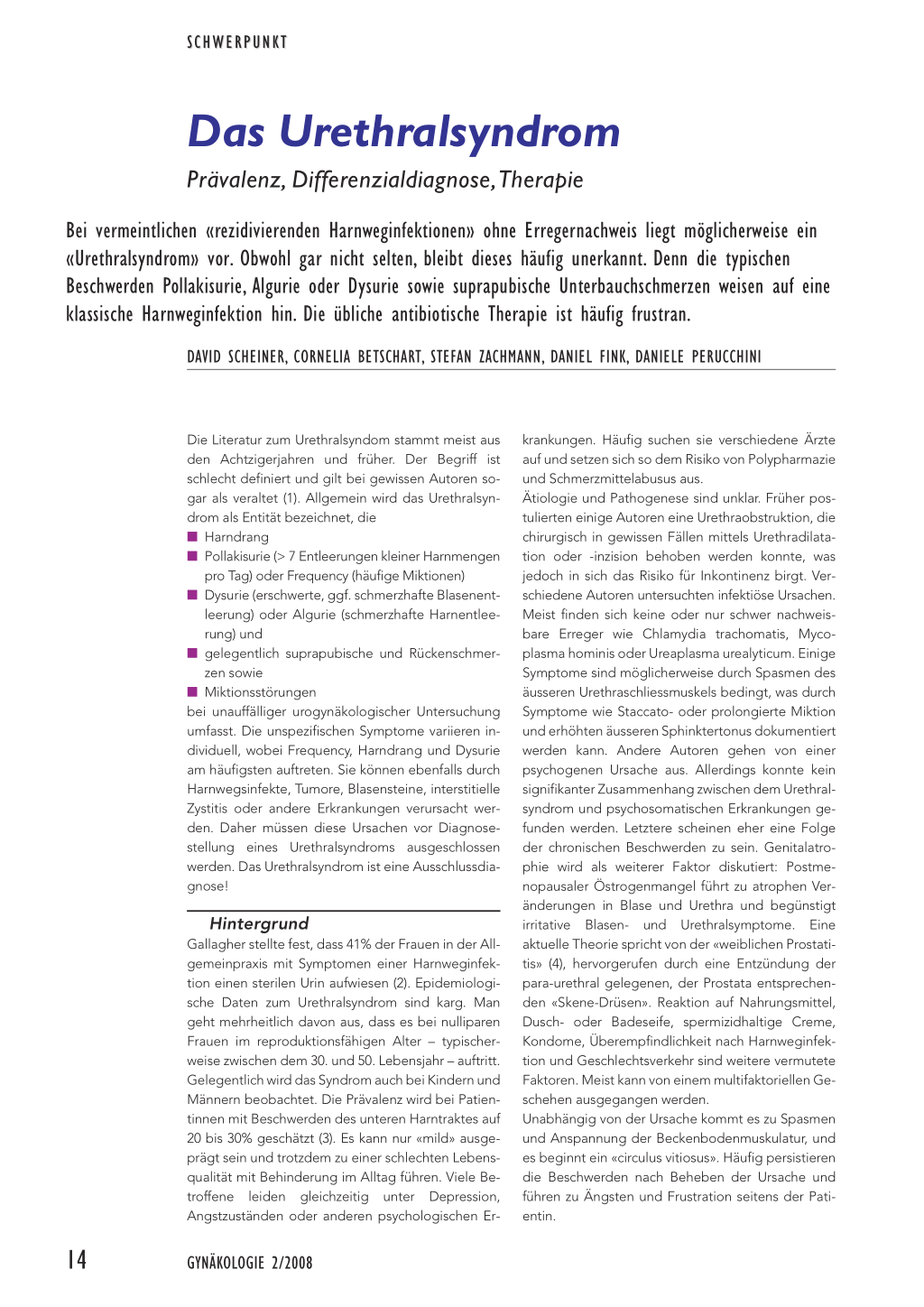 Das Urethralsyndrom Rosenfluh Ch