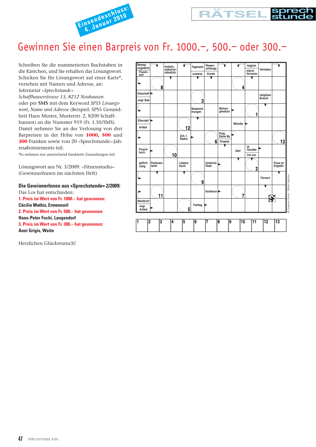 Kreuzwortraetsel Schweiz